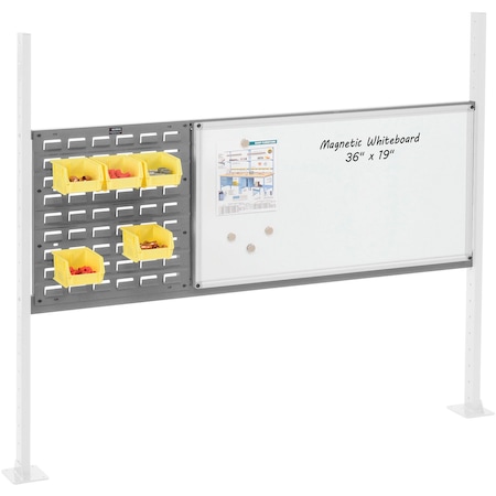 Global Industrial 18in Louver & 36in Whiteboard Panel Kit, 60inW, Gray 319177GY